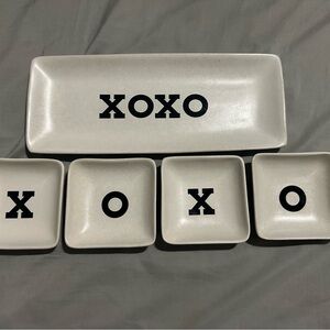 Pottery Barn XOXO Ceramic Serving Tray and Dishes Set